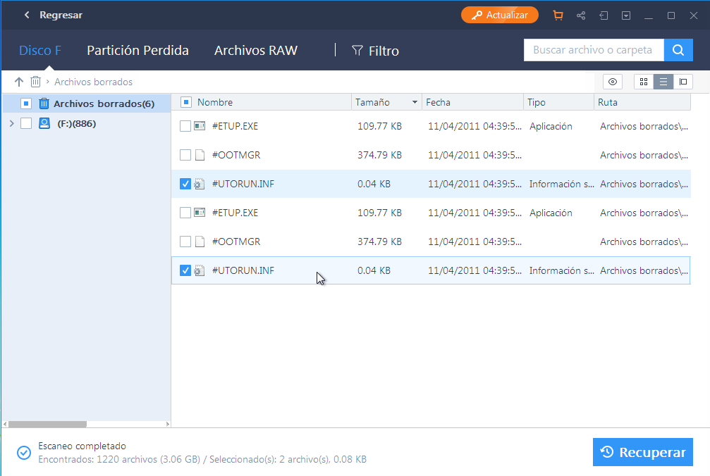 Como recuperar archivos borrados easeUS