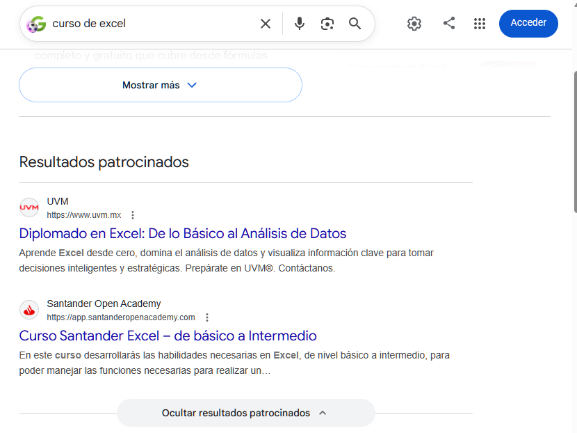 Qué es SEM ejemplo